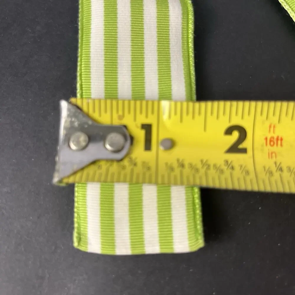 Vintage Lauren Ralph Lauren Ribbon D Ring Belt 38”Length USA Y2K Green Striped